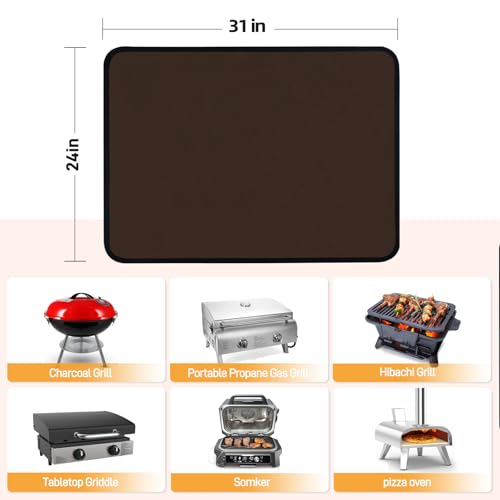 Amerbro 24 x 31in Fireproof Grill Mats for Outdoor Grill to Protect Your Grill Table - Heat Resistant Grill Table Mat - Waterproof & Oilproof BBQ Mat - Brown（1mm） - Image 5