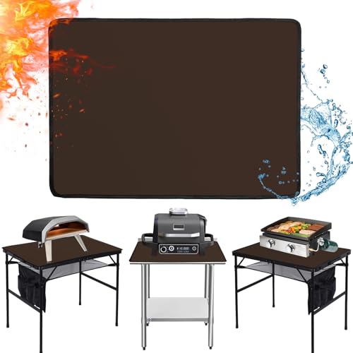 Amerbro 24 x 31in Fireproof Grill Mats for Outdoor Grill to Protect Your Grill Table - Heat Resistant Grill Table Mat - Waterproof & Oilproof BBQ Mat - Brown（1mm） - Image 1