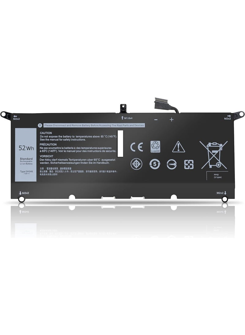 DXGH8 Battery Compatible for Dell XPS 13 9305 9370 9380 7390 7400 5391 5390 7490 7390 7391 2-in-1 3301 P82G P130G P14 G P1155 G H754V G8VCF DXGH8 0DXGH8[52Wh 6840mAh] - Image 1