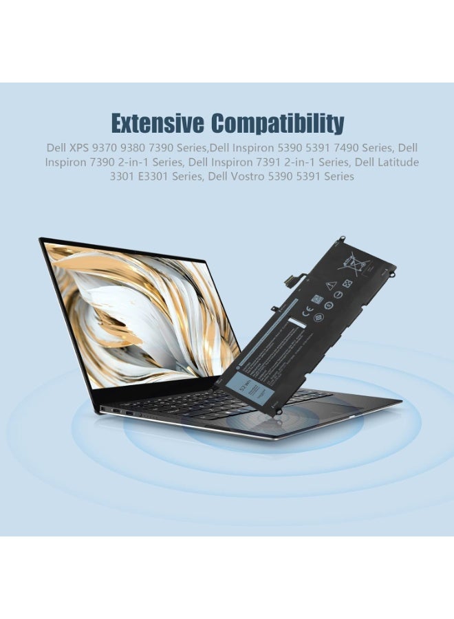DXGH8 Battery Compatible for Dell XPS 13 9305 9370 9380 7390 7400 5391 5390 7490 7390 7391 2-in-1 3301 P82G P130G P14 G P1155 G H754V G8VCF DXGH8 0DXGH8[52Wh 6840mAh] - Image 3