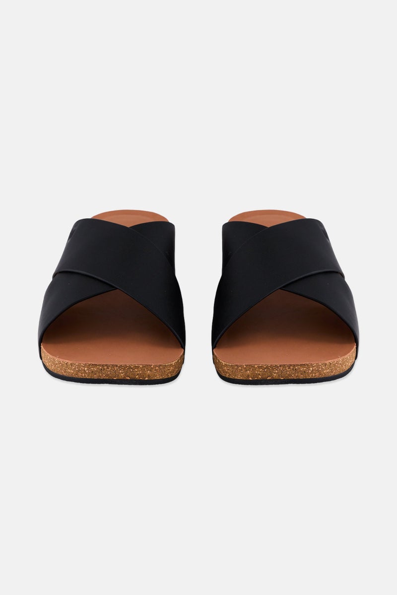 FitFlop Men Slip On Leather Slides, Black  - Image 4