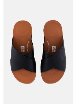 FitFlop Men Slip On Leather Slides, Black  - Image 2
