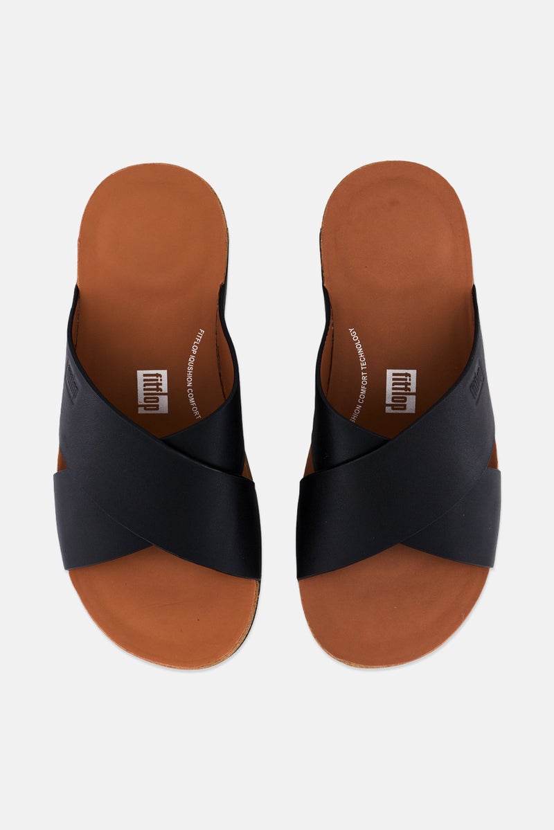 FitFlop Men Slip On Leather Slides, Black  - Image 2