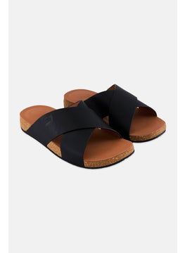 FitFlop Men Slip On Leather Slides, Black  - Image 1
