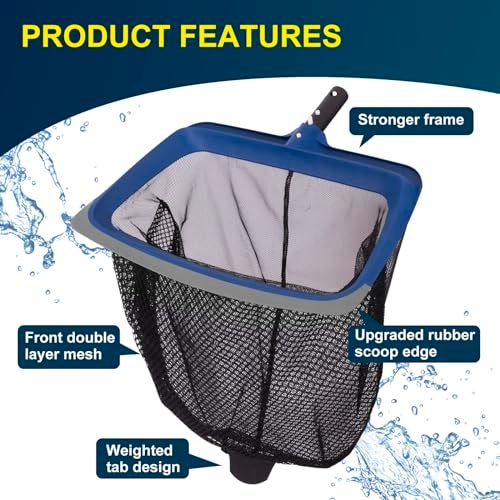 POOLAZA Deluxe Swimming Pool Cleaning Kit Including Pool Skimmer Net with Rubber Edge, 17.5" Pool Brush Head & Rotatable Pool Scrub Brush, Heavy Duty Pool Cleaning Kit Inground & Above Ground Pool (No Pole) - Image 3