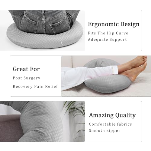 ongfuwu BBL Pillow After Surgery for Butt to Sleep, Brazilian Butt Lift Recovery Post Surgery Pillow for Sitting Sleeping Driving, Donut Pillow for Woman Lumbar Back Cushion Seat (Gray) - Image 3
