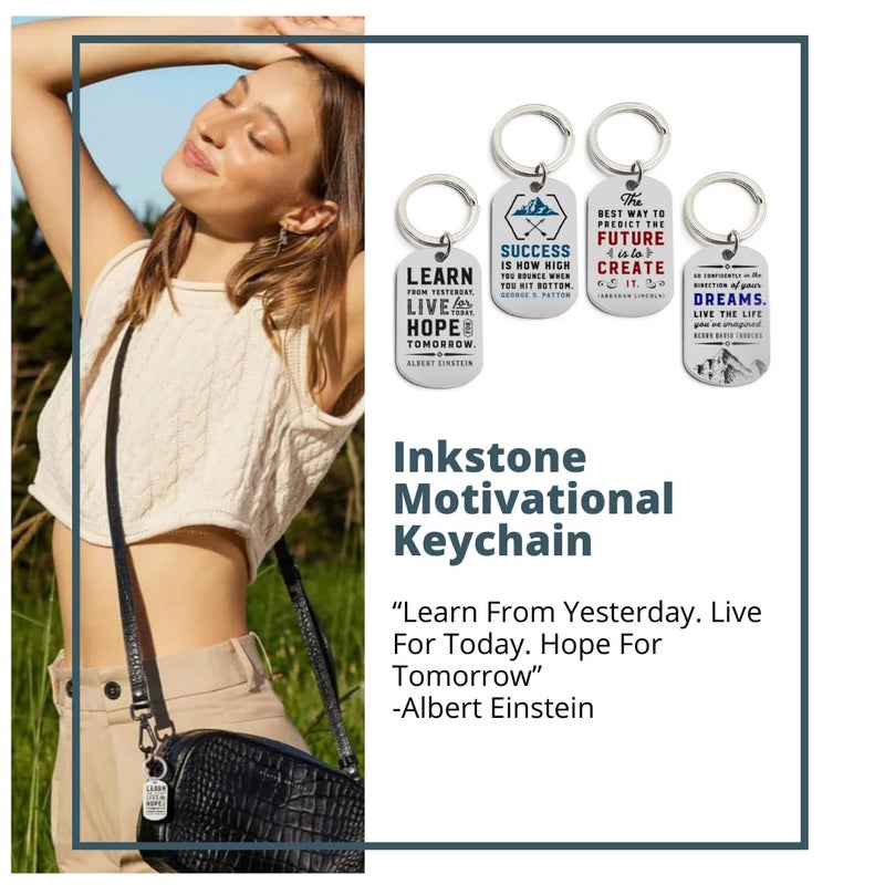 Inkstone Motivational Keychains 12-Pack with Inspirational Quotes - Perfect for Teacher Appreciation, Nurses Week Gifts, and Bulk Keychain Accessories - Dogtag Keychain & Key Chain Design - Image 2