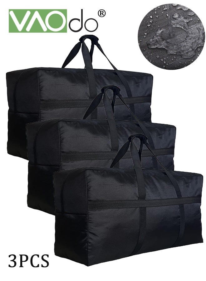 VAOdo 3PCS 150L Extra Large Storage Bag, Duffle Bag with Zippers and Handles Oxford Cloth Material Water Resistance Oversized Storage Bag Organizer for Moving Traveling Black - Image 1