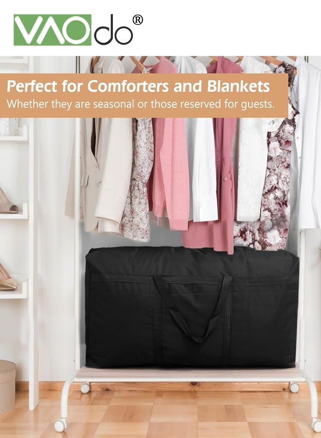 VAOdo 3PCS 150L Extra Large Storage Bag, Duffle Bag with Zippers and Handles Oxford Cloth Material Water Resistance Oversized Storage Bag Organizer for Moving Traveling Black - Image 4