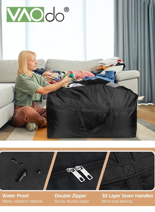 VAOdo 3PCS 150L Extra Large Storage Bag, Duffle Bag with Zippers and Handles Oxford Cloth Material Water Resistance Oversized Storage Bag Organizer for Moving Traveling Black - Image 2