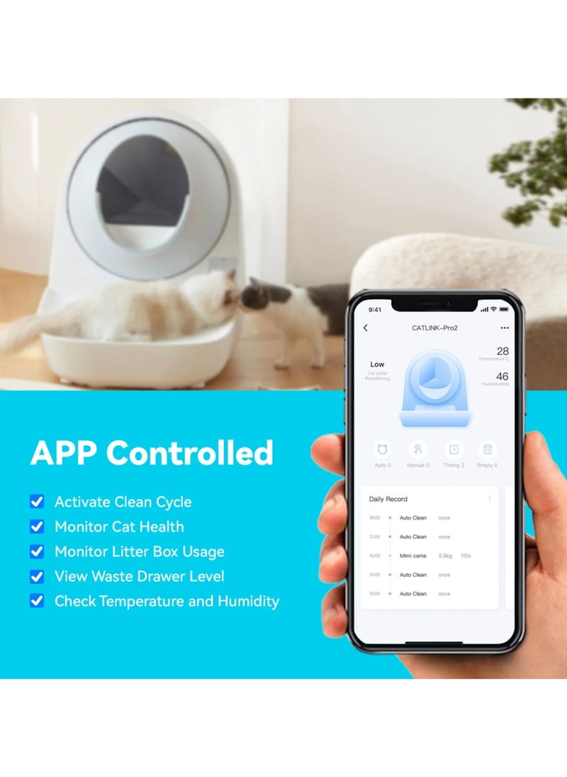Catlink - CATLINK™ Scooper Luxury Pro-X. Smart Litter Box, Self-Cleaning Automatic Cat Litter Box, Hands-Free Cleanup with App Control, Double Odor Removal, Extra Large Size for 3.3~22lbs Cats, Smart Robot Cat Litter Box. Come With Waste Bags x 60 (3 Rolls), Sift Filter x 2, Carbon Filter Box x 1 . [Full Pack Set + 12 Months International Warranty]. - Image 1