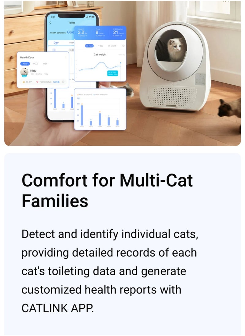 Catlink - CATLINK™ Scooper Luxury Pro-X. Smart Litter Box, Self-Cleaning Automatic Cat Litter Box, Hands-Free Cleanup with App Control, Double Odor Removal, Extra Large Size for 3.3~22lbs Cats, Smart Robot Cat Litter Box. Come With Waste Bags x 60 (3 Rolls), Sift Filter x 2, Carbon Filter Box x 1 . [Full Pack Set + 12 Months International Warranty]. - Image 1
