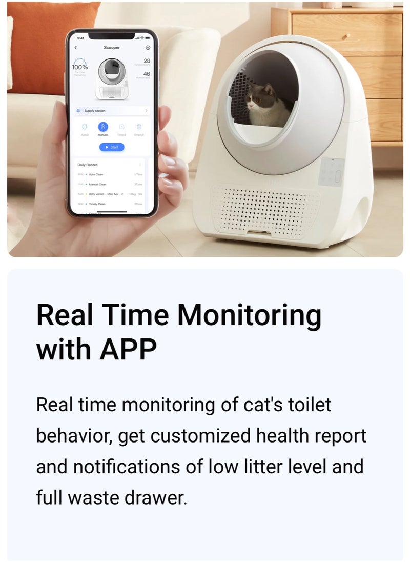 Catlink - CATLINK™ Scooper Luxury Pro-X. Smart Litter Box, Self-Cleaning Automatic Cat Litter Box, Hands-Free Cleanup with App Control, Double Odor Removal, Extra Large Size for 3.3~22lbs Cats, Smart Robot Cat Litter Box. Come With Waste Bags x 60 (3 Rolls), Sift Filter x 2, Carbon Filter Box x 1 . [Full Pack Set + 12 Months International Warranty]. - Image 1
