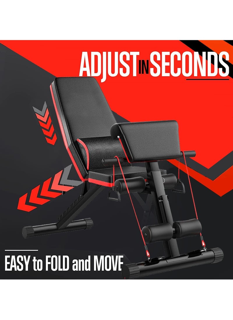 TRASSLE - Adjustable Weight Bench Home Training Gym Weight Lifting Sit Up Ab Bench Flat Incline Decline Multiuse Exercise Workout Bench - Image 1