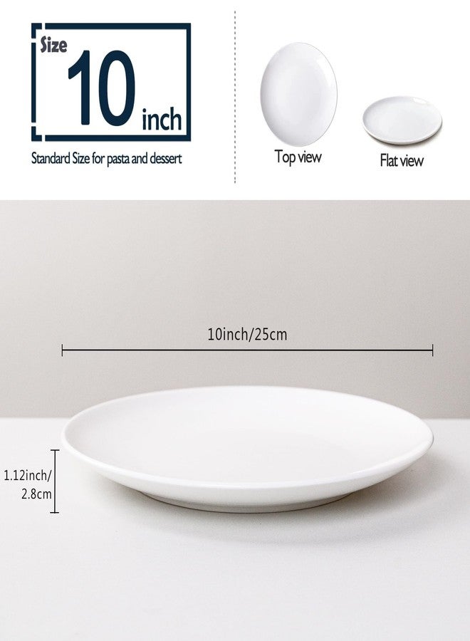 YALONG White Dinner Plates Set of 6, 10 Inch Ceramic Plates – White Porcelain Dinner Plates for Kitchen, Serving & Everyday Use, Microwave & Dishwasher Safe, 25.4Cm - Image 2