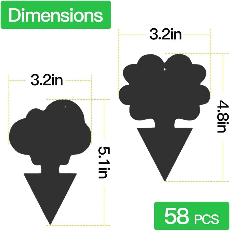 Cleanuper 58 Pcs Black Flying Insect Traps for Plants,Indoors, Outdoors, Kitchen, Yellow Sticky Traps for Fungus Gnat, Fly and Fruit Fly, Flying Insects, Non-Toxic & Odorless, Kid & Pet Safe, Economic Pack - Image 3