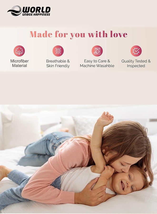 Eworld Cream Microfiber Fitted Bedsheet with Deep Pocket for a Snug Fit, Breathable, Machine Washable for Optimal Protection, Available in King, Queen and Single Sizes, Without Pillow Cover - Image 5