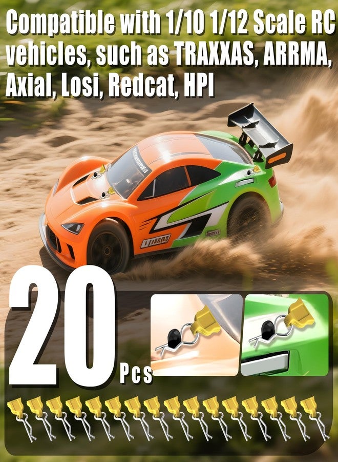 مشابك تثبيت هيكل سيارة التحكم عن بعد مع ألسنة سحب لسيارات TRAXXAS Axial Redcat HPI Himoto HSP Exceed RC Truck Car Crawler Truck Buggy On Road Touring Racing Shell Replacement، عبوة من 20 قطعة (أصفر) - Image 4