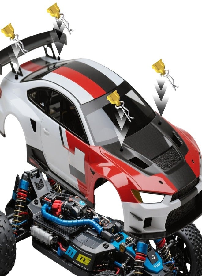 مشابك تثبيت هيكل سيارة التحكم عن بعد مع ألسنة سحب لسيارات TRAXXAS Axial Redcat HPI Himoto HSP Exceed RC Truck Car Crawler Truck Buggy On Road Touring Racing Shell Replacement، عبوة من 20 قطعة (أصفر) - Image 3