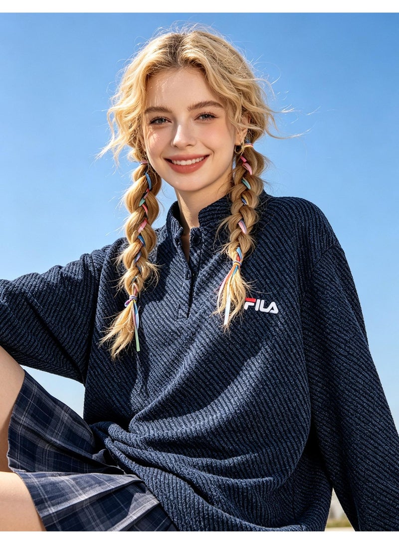 فيلا FILA Men's and women's knitted sweater with half-open collar - Image 2