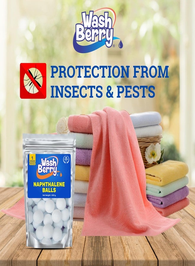 WashBerry Naphthalene Balls for Wardrobe, Bathroom & Shoe Rack - Anti-Moth & Odor Remover - Long-Lasting Freshness (500g) - Image 4