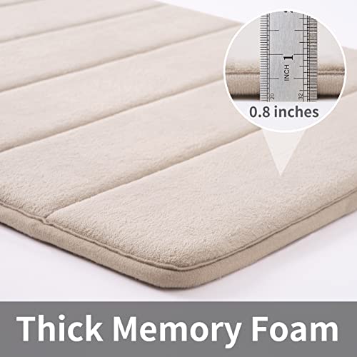 ROSMARUS Memory Foam Bath Mat 17” x 24”, Water Absorbent Shower Mat, Thick Bath Rugs for Bathroom Non Slip with PVC Backing, Ultra Soft Bathroom Rugs for Floor & Tub, Ltbrown - Image 5