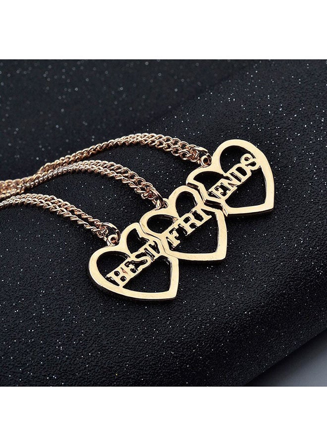 NIBEMINENT Set Of 3 Best Friends Letter Filigree Trio Heart Puzzle Pendant Chain Necklace - Image 2