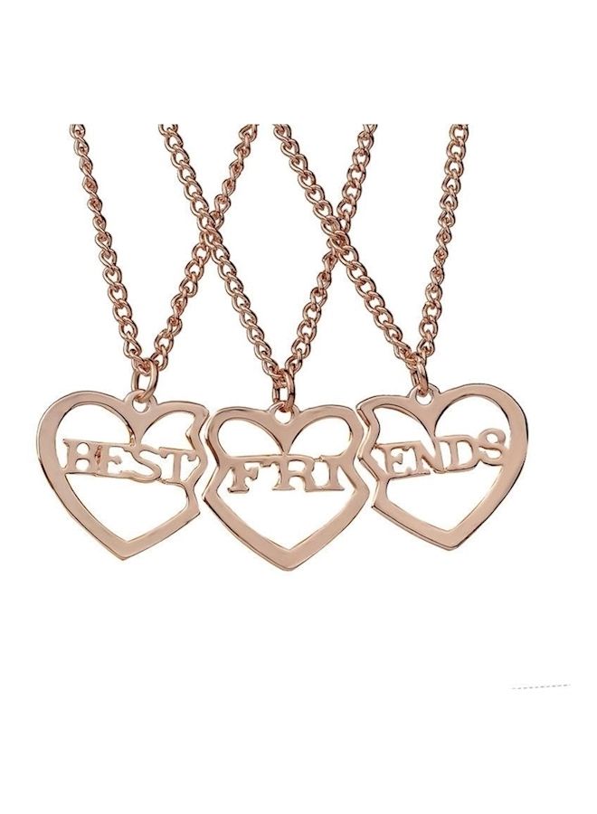 NIBEMINENT Set Of 3 Best Friends Letter Filigree Trio Heart Puzzle Pendant Chain Necklace - Image 1
