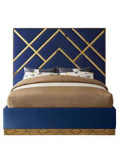 A to Z Furniture Wayfair Velvet Bed 160x200cm Queen size Bed in Navy Blue Color 