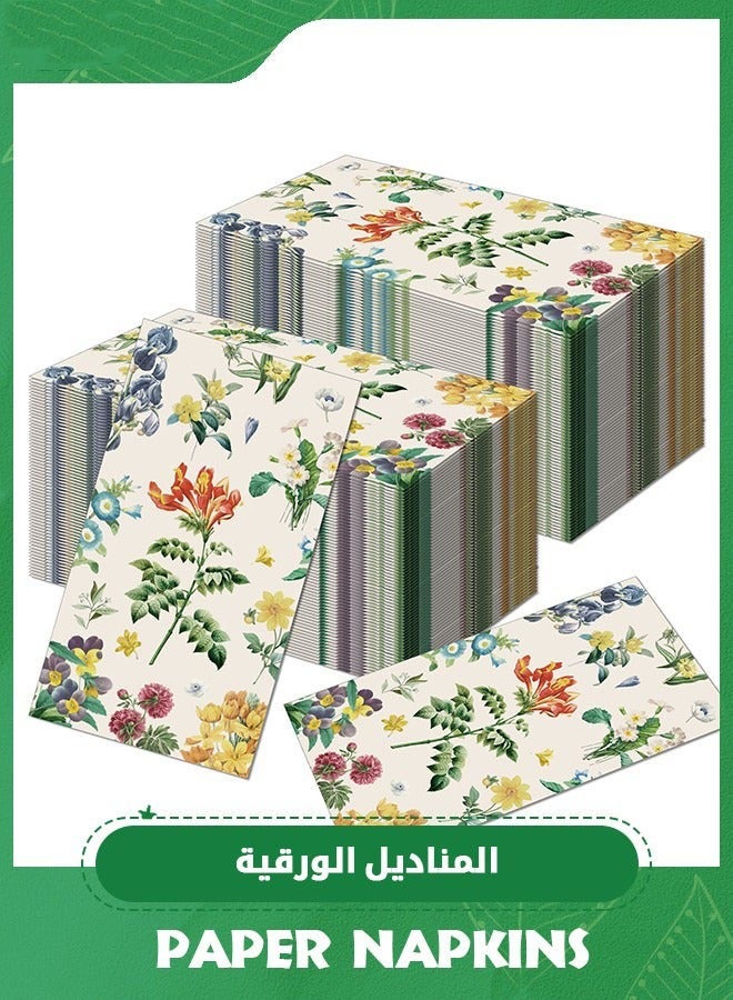 مناشف يد مرة واحدة، مناديل ورقية طائر زهري عتيق، مناديل ضيوف مائية، مناديل آداب الحمام، مناديل حفلات - Image 1