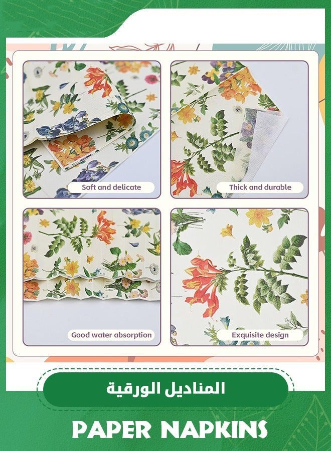 مناشف يد مرة واحدة، مناديل ورقية طائر زهري عتيق، مناديل ضيوف مائية، مناديل آداب الحمام، مناديل حفلات - Image 3