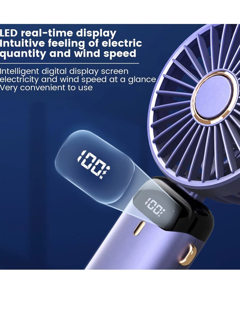 مروحة يدوية صغيرة USB 5 سرعات ريح قوية قابلة لإعادة الشحن مروحة كهربائية للمنزل والمكتب والداخل والخارج - Image 5