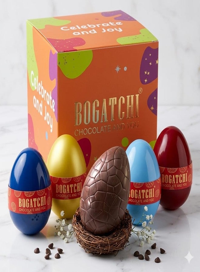 BOGATCHI Premium Chocolate Easter Eggs Gift Box | Assorted Flavours Filled Eggs | Festive Chocolate Gift Pack | Colorful Egg Chocolates for Kids & Gifting | Celebrate & Joy Pack - Image 1
