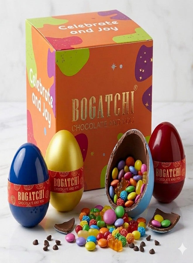 BOGATCHI Premium Chocolate Easter Eggs Gift Box | Assorted Flavours Filled Eggs | Festive Chocolate Gift Pack | Colorful Egg Chocolates for Kids & Gifting | Celebrate & Joy Pack - Image 2