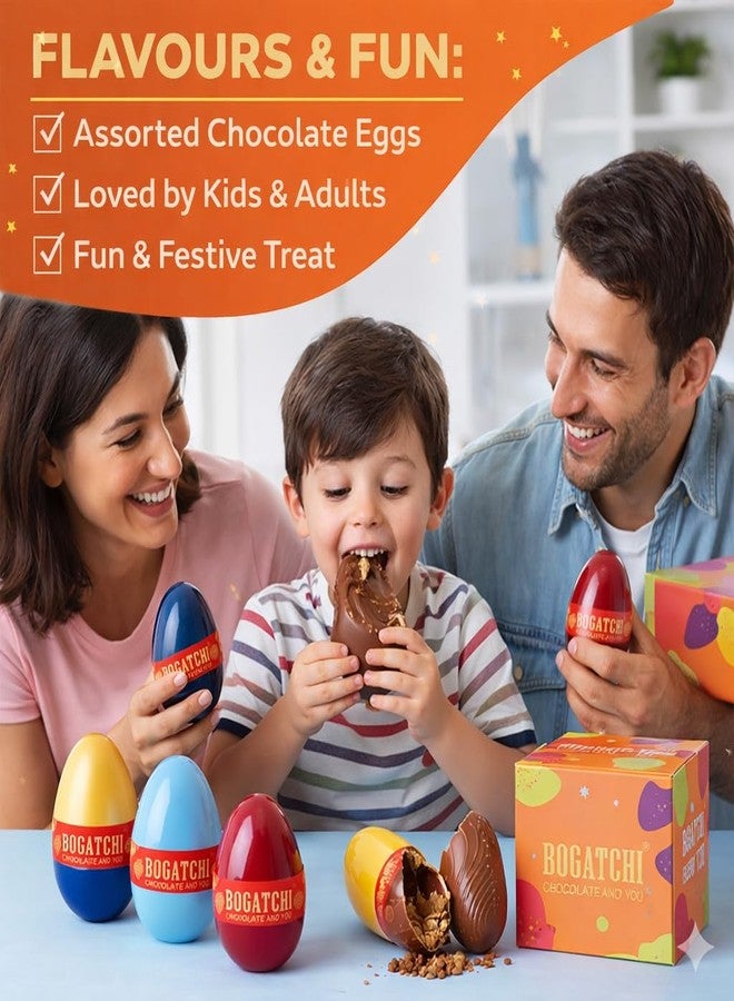 BOGATCHI Premium Chocolate Easter Eggs Gift Box | Assorted Flavours Filled Eggs | Festive Chocolate Gift Pack | Colorful Egg Chocolates for Kids & Gifting | Celebrate & Joy Pack - Image 5