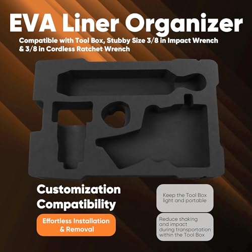 Yudylg EVA Liner Organizer Compatible with 8435 Series Tool Box,Custom EVA Inserts Fit for 3/8" Impact Wrench 2562 Series Tools and 3/8" 2457 Series Cordless Tools - Image 2