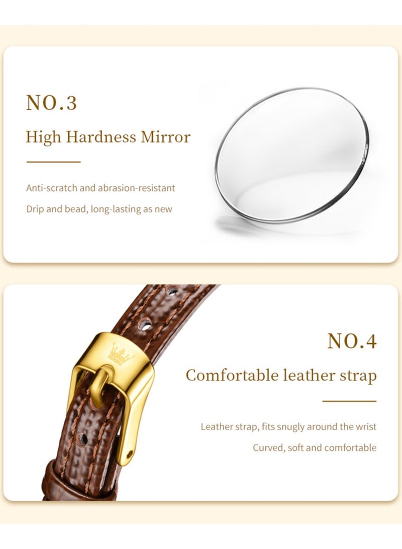 أوليفز ساعة نسائية كلاسيكية بقرص صغير، بحزام جلدي مقاوم للماء، مضيئة مع عرض التاريخ - Image 5