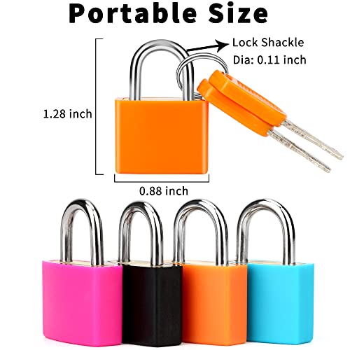 Febwind 4 Pcs Suitcase Locks with Keys Multicolor Mini Keyed Padlock Febwind Metal Padlock Luggage Padlocks Plastic-Covered Copper Keyed Padlock for Suitcase, Backpack, Boxes, Laptop Bag - Image 2