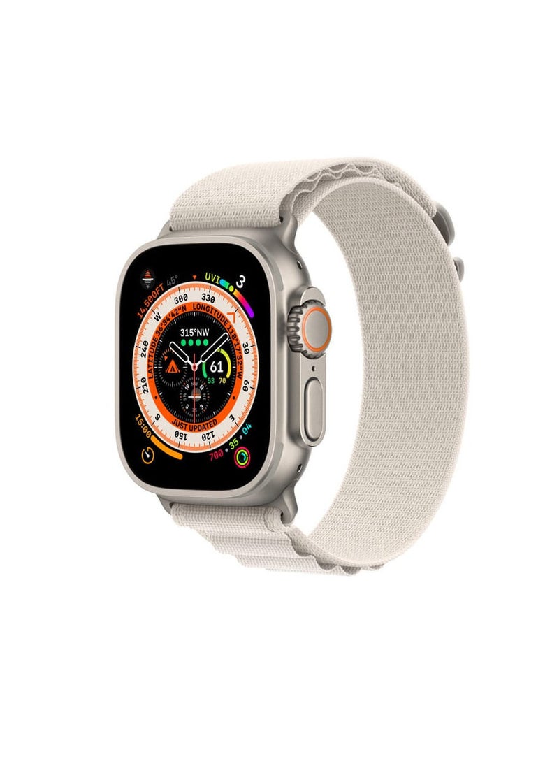 Generic - Nylon Replacement Band Compatible with Apple Watch Series 9/Ultra/Ultra 2 Size 45/49mm White Color - Image 1