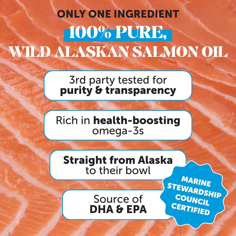 Pet Honesty Wild Alaskan Salmon Oil, Omega-3 Fish Oil for Dogs and Cats, Fatty Acids, Salmon Oil for Dogs, Skin and Coat Health, Pure Dog Food Topper, Supports Joints, Brain & Heart Health - 32oz - Image 3
