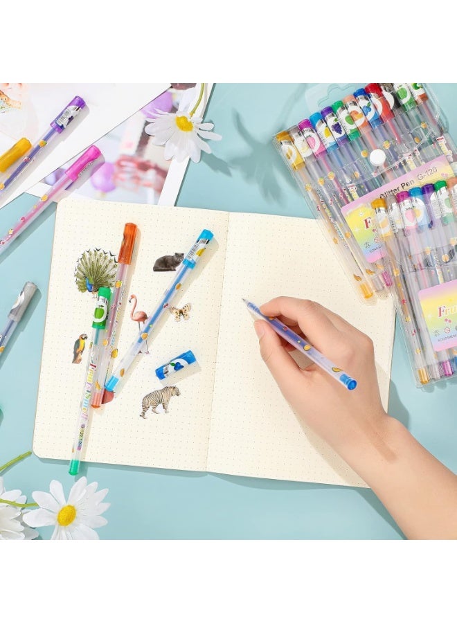 36 Pcs Scented Glitter Color Pen, Multicolor Fun Pens Smooth Writing Pen Stationary Kit Cute Scented Pens Smell Good Fruit Flavors Coloring Pen for Girls Kids Arts Crafts School Stuffers - Image 4