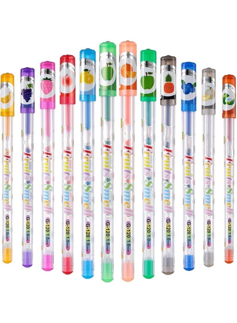 36 Pcs Scented Glitter Color Pen, Multicolor Fun Pens Smooth Writing Pen Stationary Kit Cute Scented Pens Smell Good Fruit Flavors Coloring Pen for Girls Kids Arts Crafts School Stuffers - Image 1
