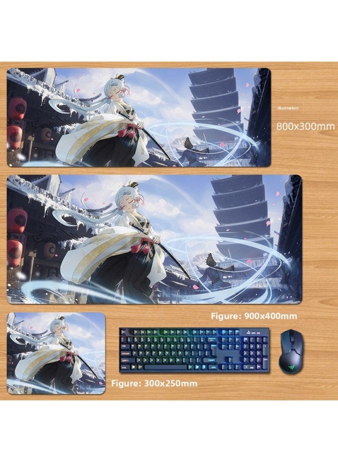 Unlocked Genshin Impact Mouse Pad Extra Large Animation Kamisato Ayaka Thunder General Two-Dimensional Keyboard Computer Game-Color:60x30cm Thickness 3mm-Pattern:YS46  - Image 1