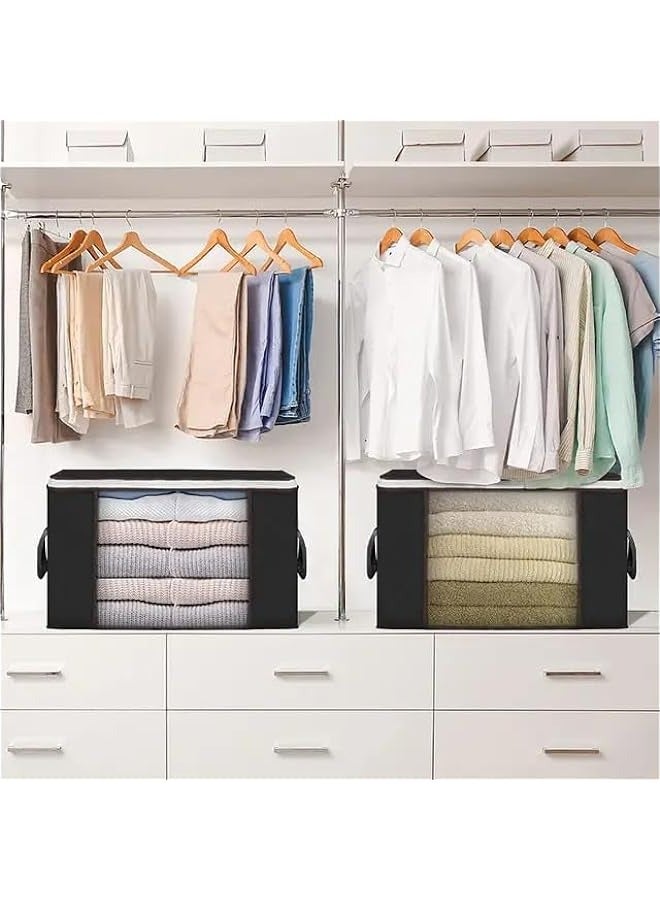 MIXDE torage Bags, 1 Pack Large Blanket Clothes Organization and Storage Containers for Bedding, Comforters, Foldable Organizer with Reinforced Handle, Clear Window, Sturdy Zippers, Black - Image 4