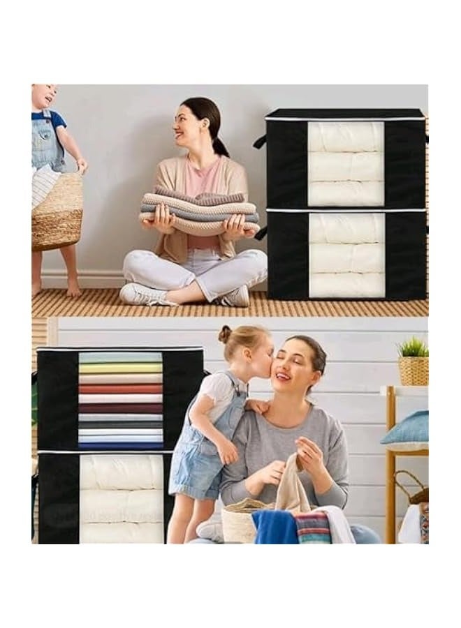 MIXDE torage Bags, 1 Pack Large Blanket Clothes Organization and Storage Containers for Bedding, Comforters, Foldable Organizer with Reinforced Handle, Clear Window, Sturdy Zippers, Black - Image 5