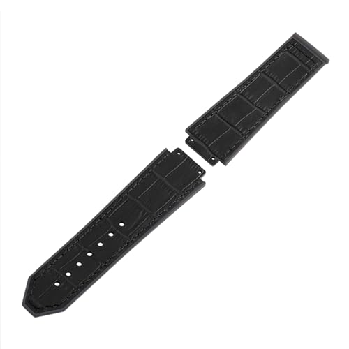 SANDEIN 25mm Leather Watch Bands Compatible with Big Bang Soft Silicone Rubber Lined Replacement Watch Straps (Black/Black Stitching) - Image 5