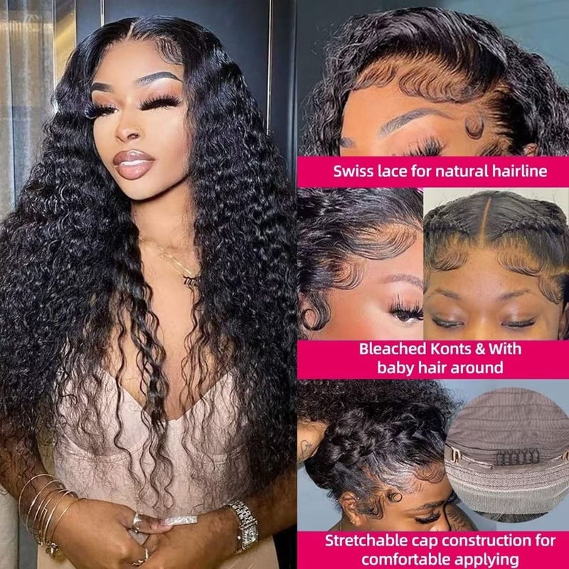 Daules 5x5 Deep Wave HD Lace Closure Wigs Human Hair 5x5 Curly Closure Wig for Women 180% Density Pre Plucked with Baby Hair Glueless Deep Wave Wig Super Soft 20 inch - Image 2