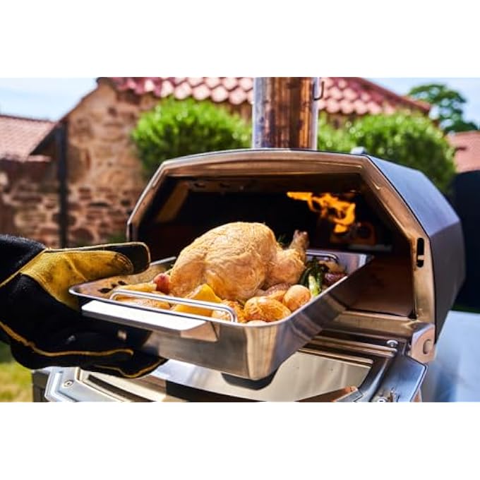 ooni Large 17 X 12 Roasting Pan  Non Stick Stainless Steel Roasting Tray With Rack And Wooden Carving Meat Board Ovensafe Cookware Roaster Tin - Image 5