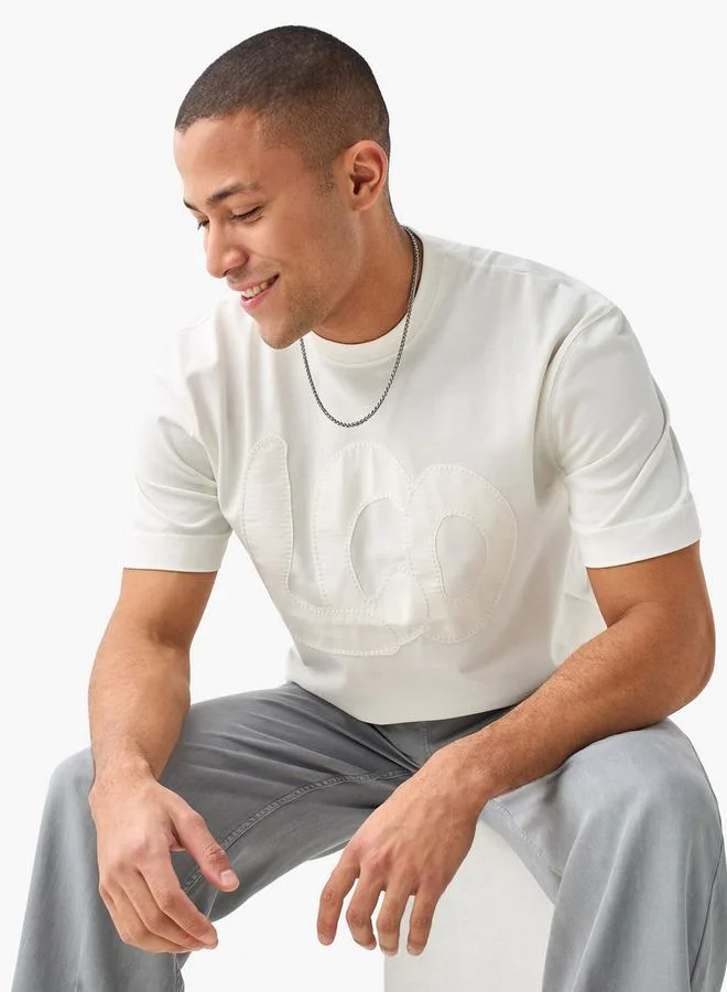 Lee Cooper Applique Detail Crew Neck T-shirt with Short Sleeves