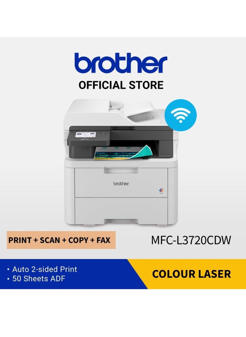 BROTHERS MFC-L3720CDW, Wireless All-in-One Color Laser Printer with Copy, Scan and Fax, as well as Duplex and Mobile Printing  - Image 3